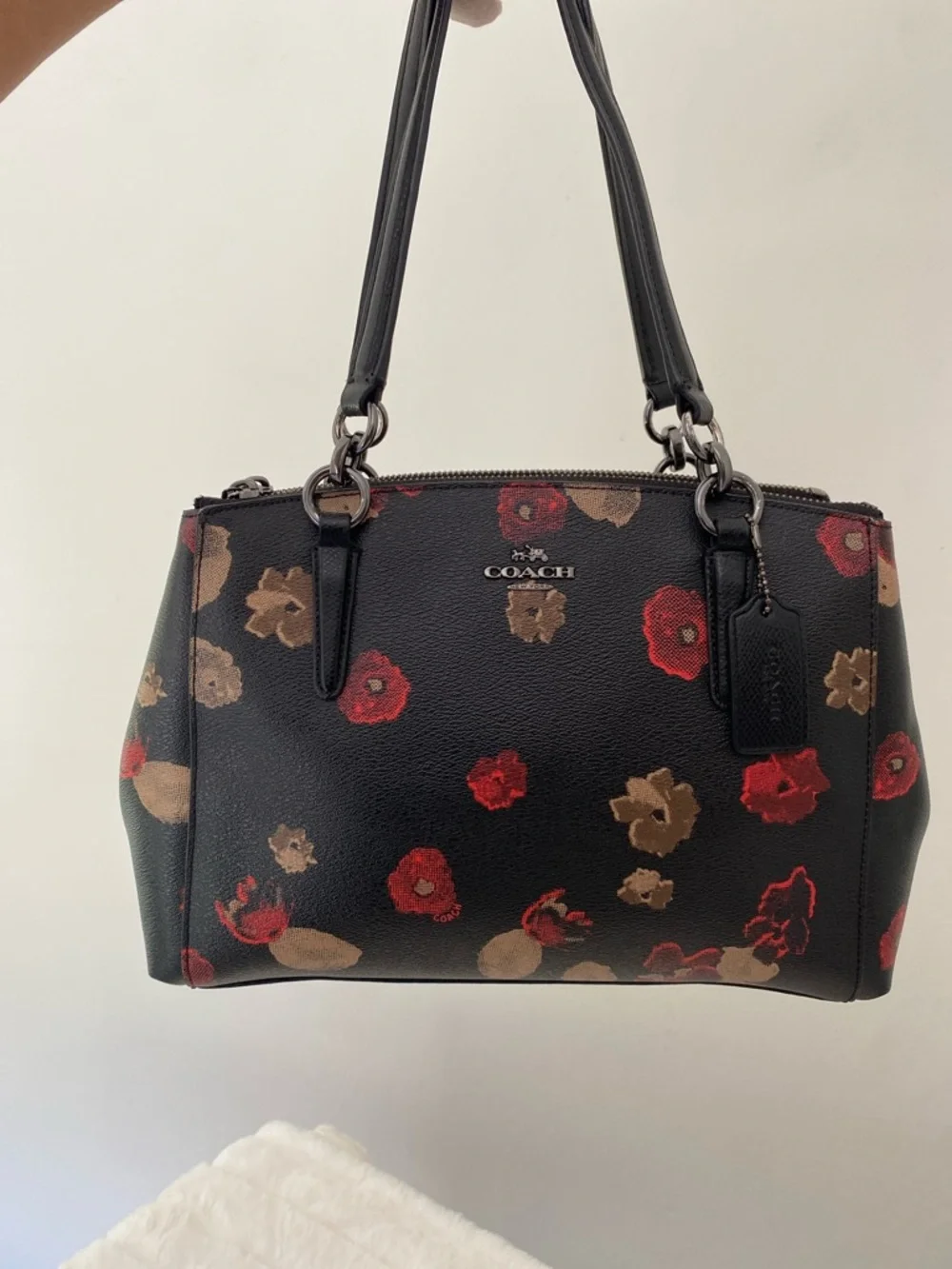 Coach Black Flower Print Mini Christie Carryall Satchel - Picture 16 of 16